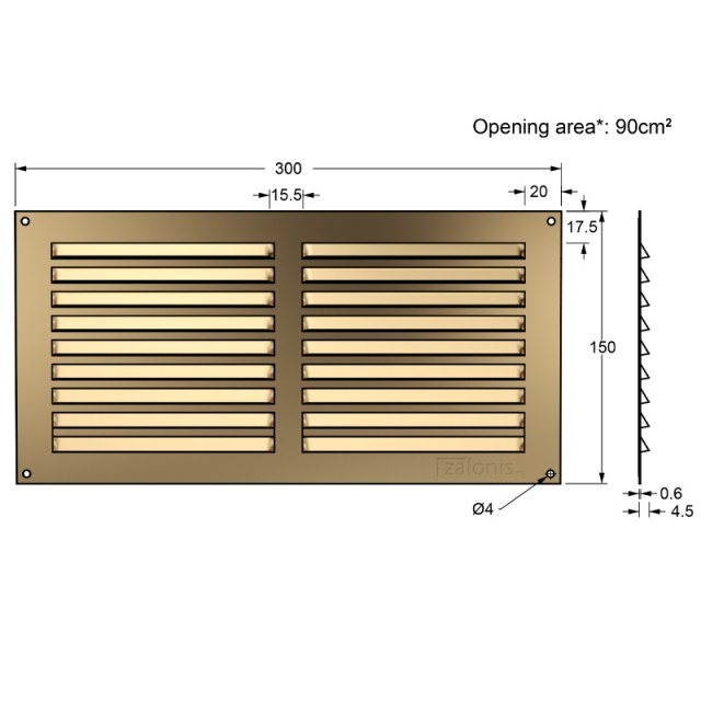 AIR VENTILATION GRILLE COVER 15x30cm / GOLD